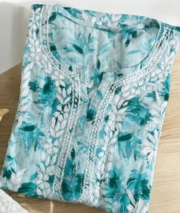Risa Mulmul Chikan Kurta 