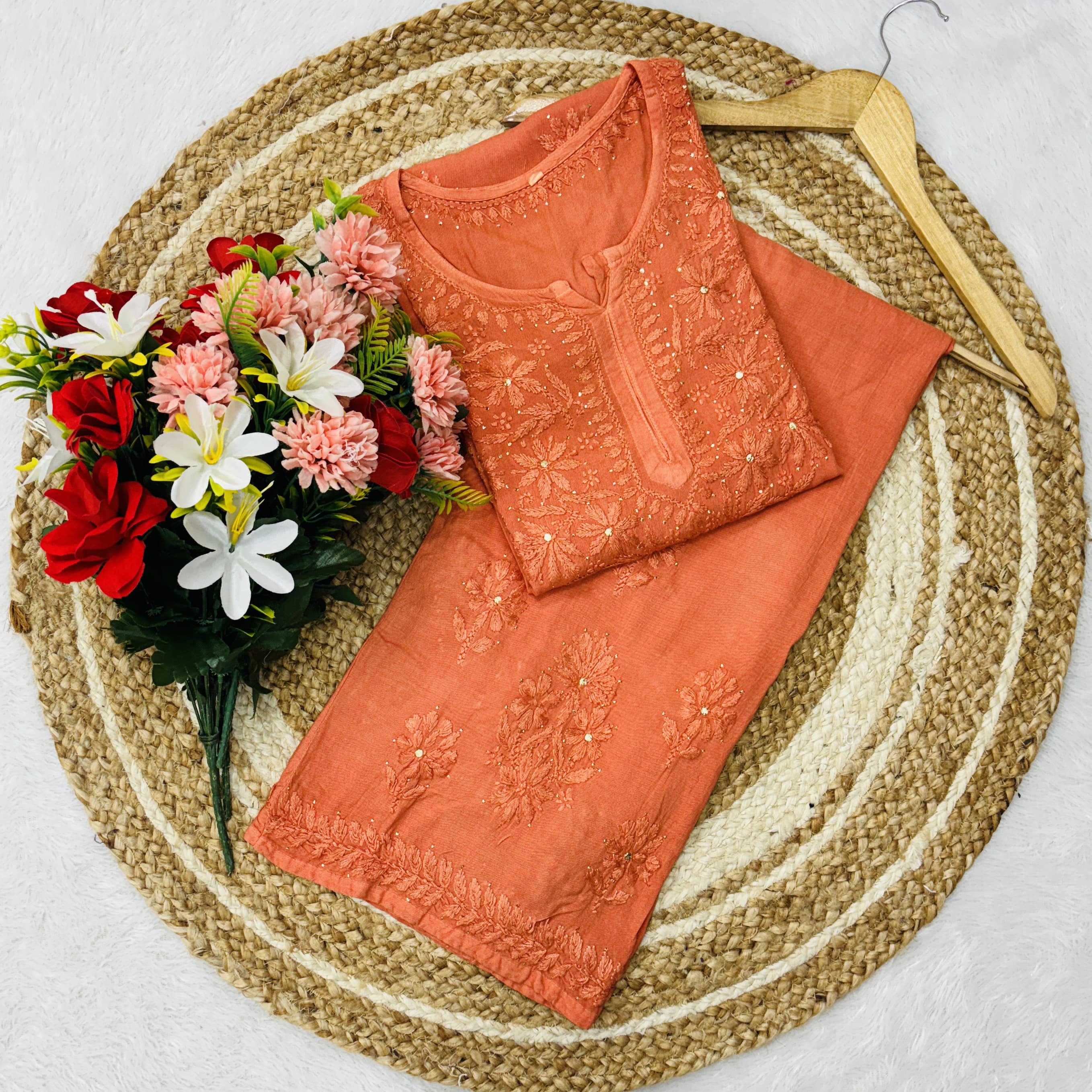 Alisa Pure Rayon Chikan Kurta and Plazzo Set with Mukaish 