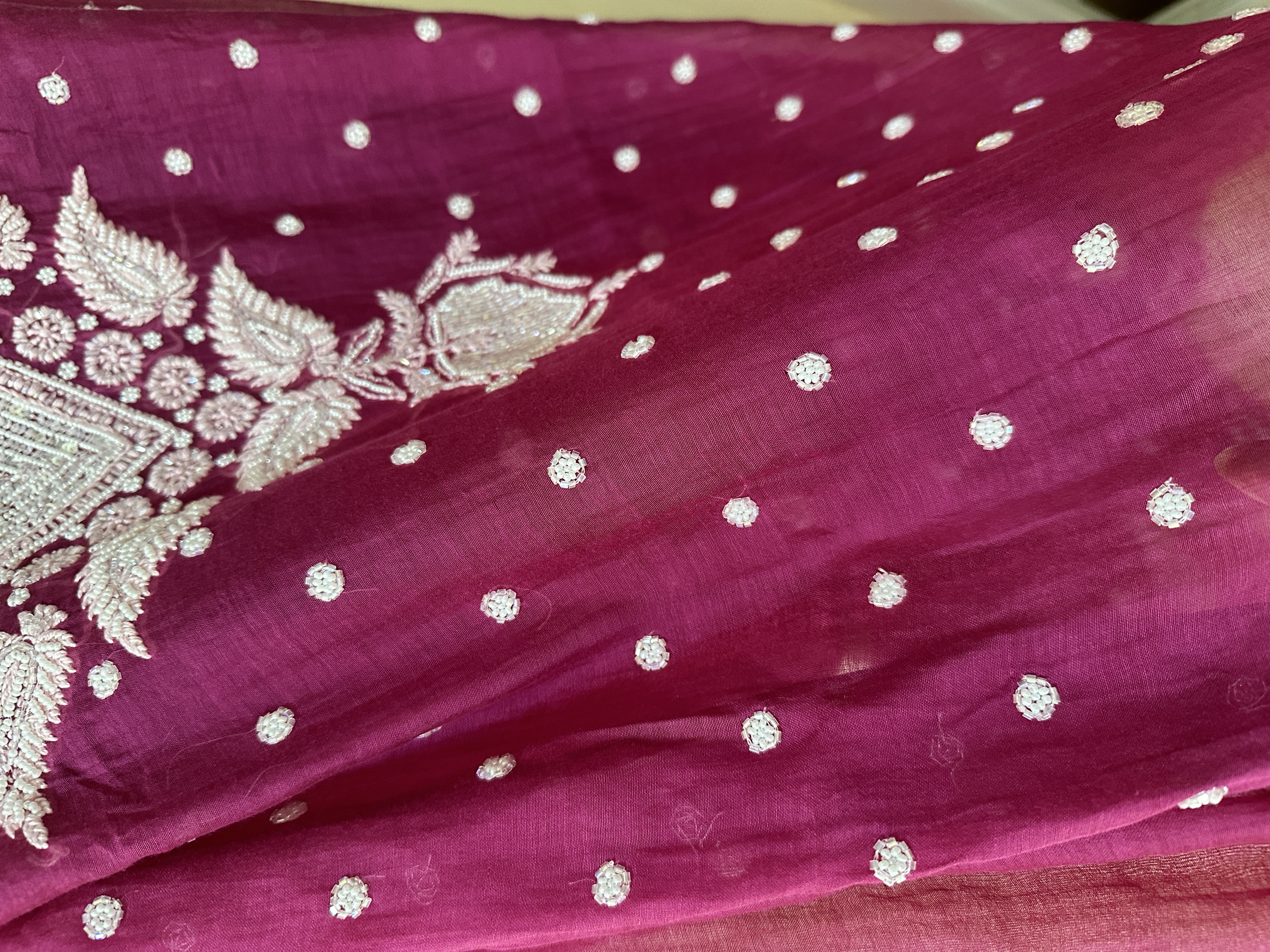 Wine Pearl Pure Mul Chanderi Kurta and Dupatta Set