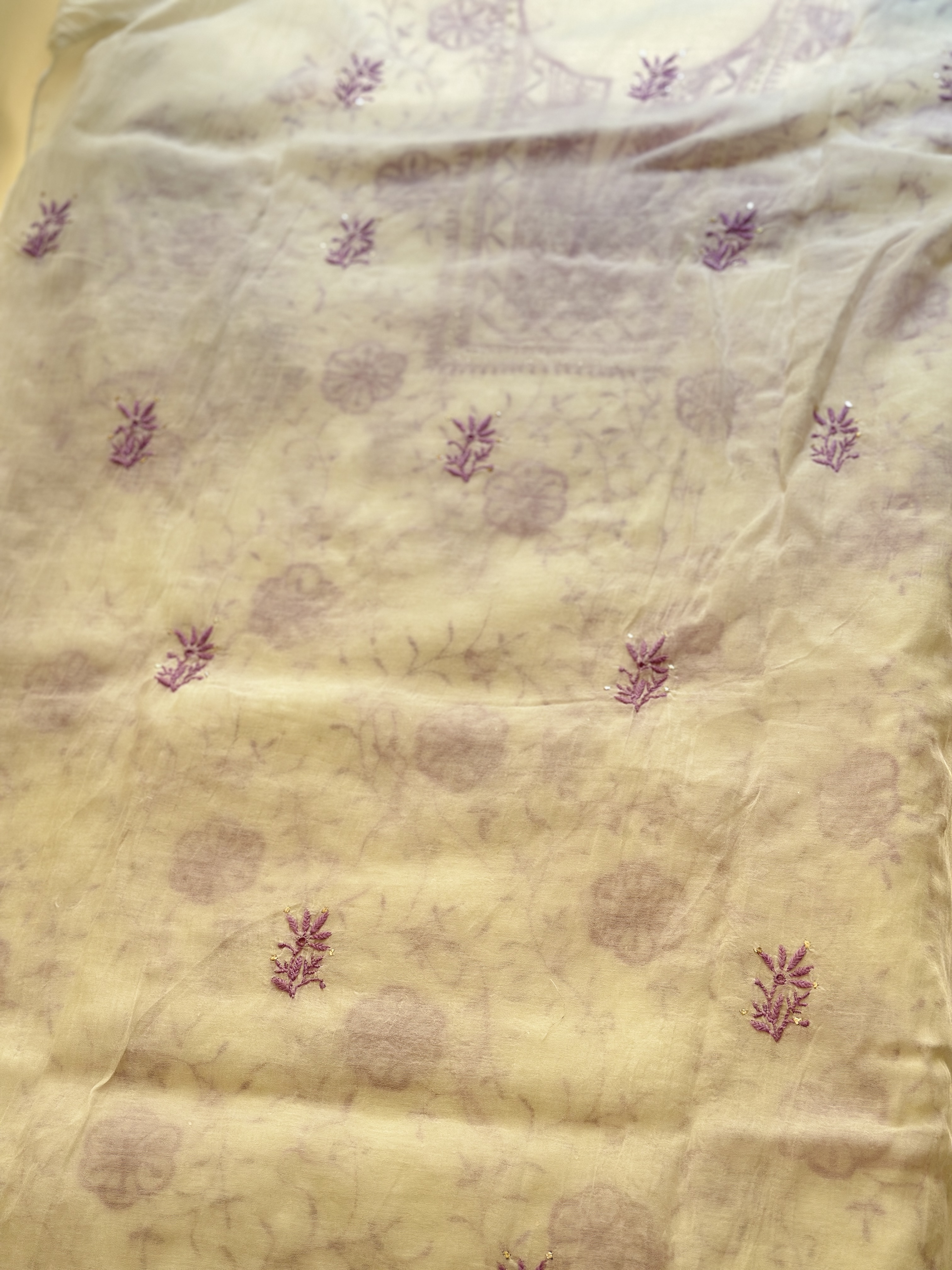 Semi Stitched Pure Mul Chanderi Front Jaal Chikan and Mukaish Kurta and Dupatta Set