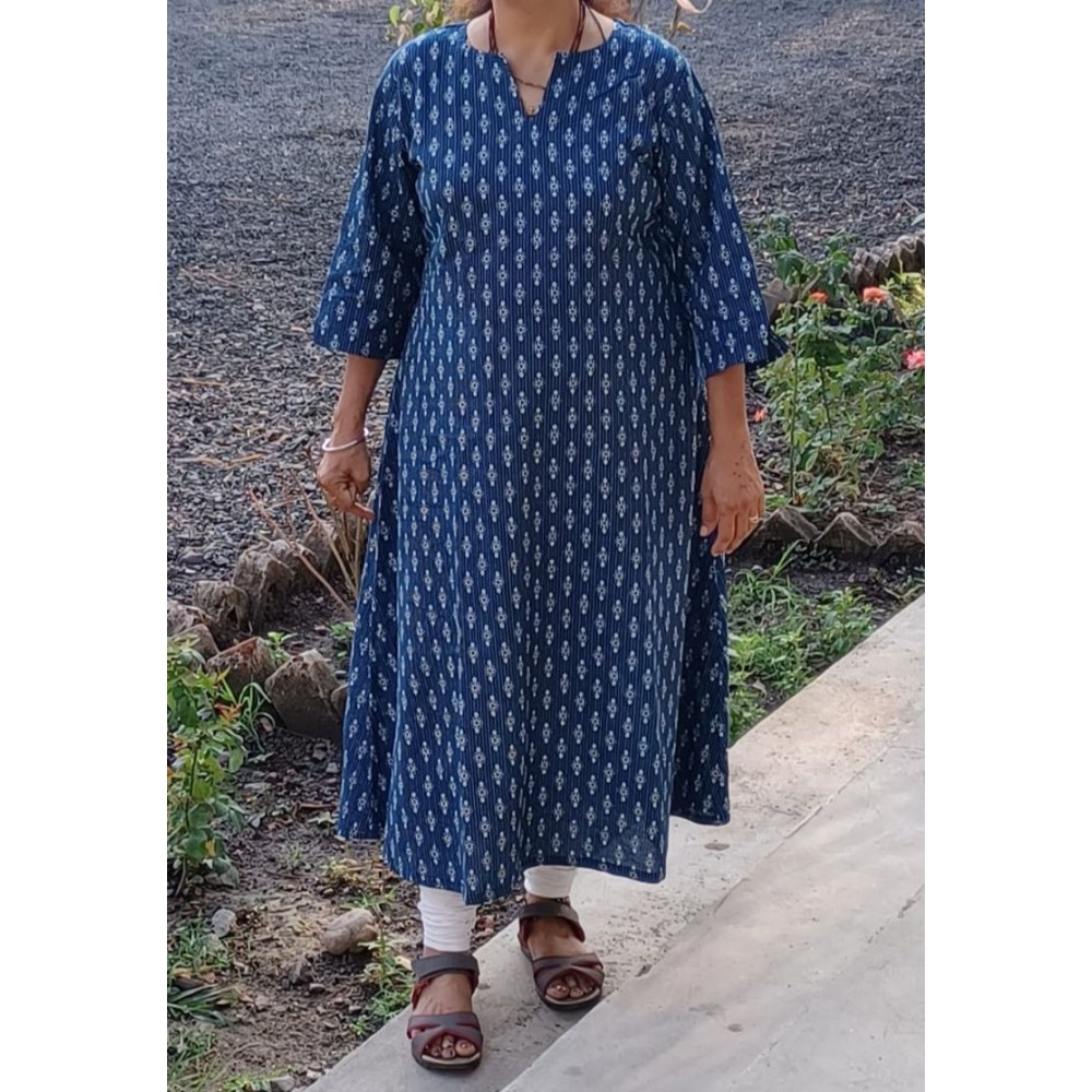 Black Ajrakh A Line Kurti