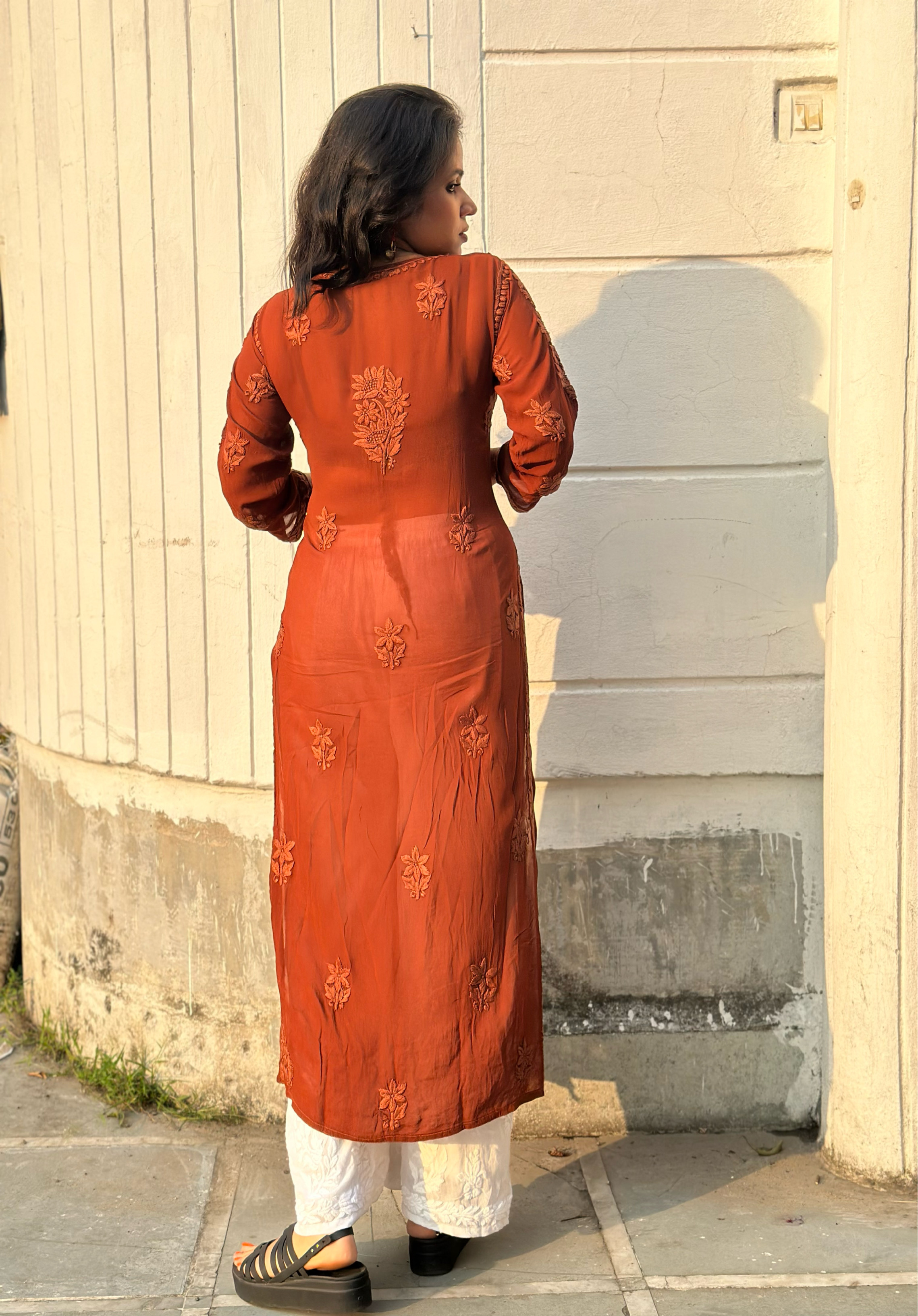 Aisha Chikankari Pure Viscose Straight Kurta