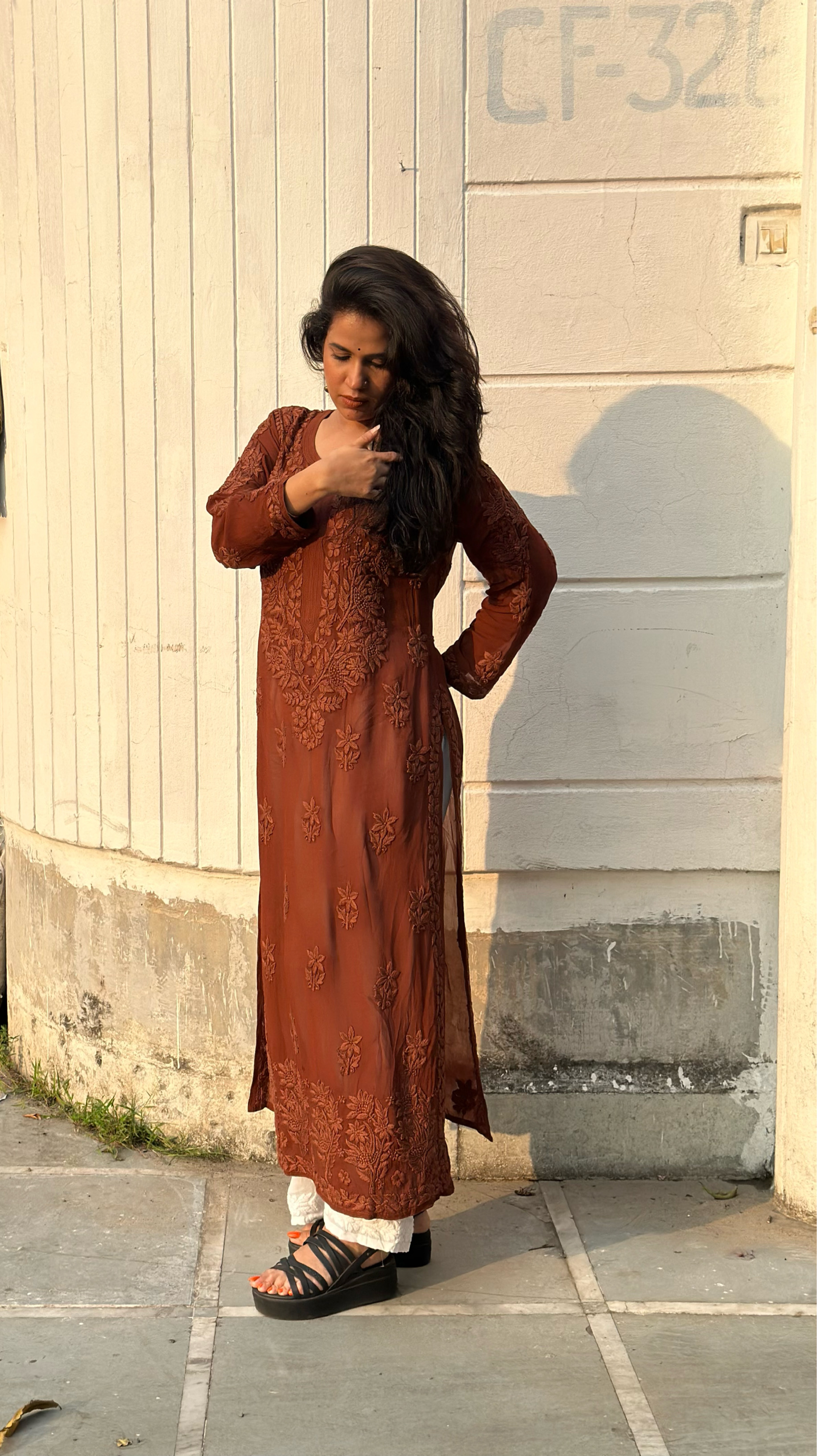 Aisha Chikankari Pure Viscose Straight Kurta