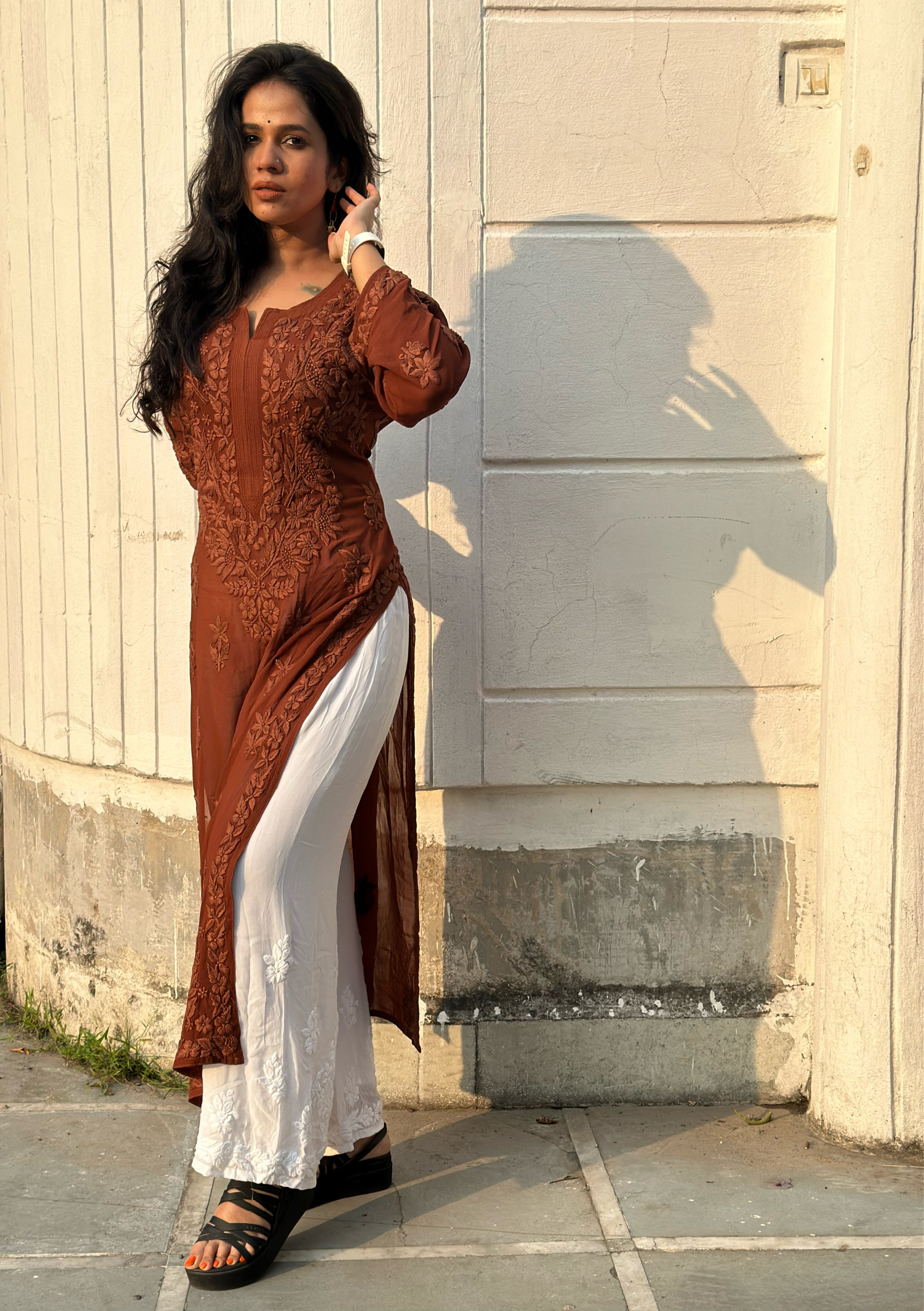 Aisha Chikankari Pure Viscose Straight Kurta