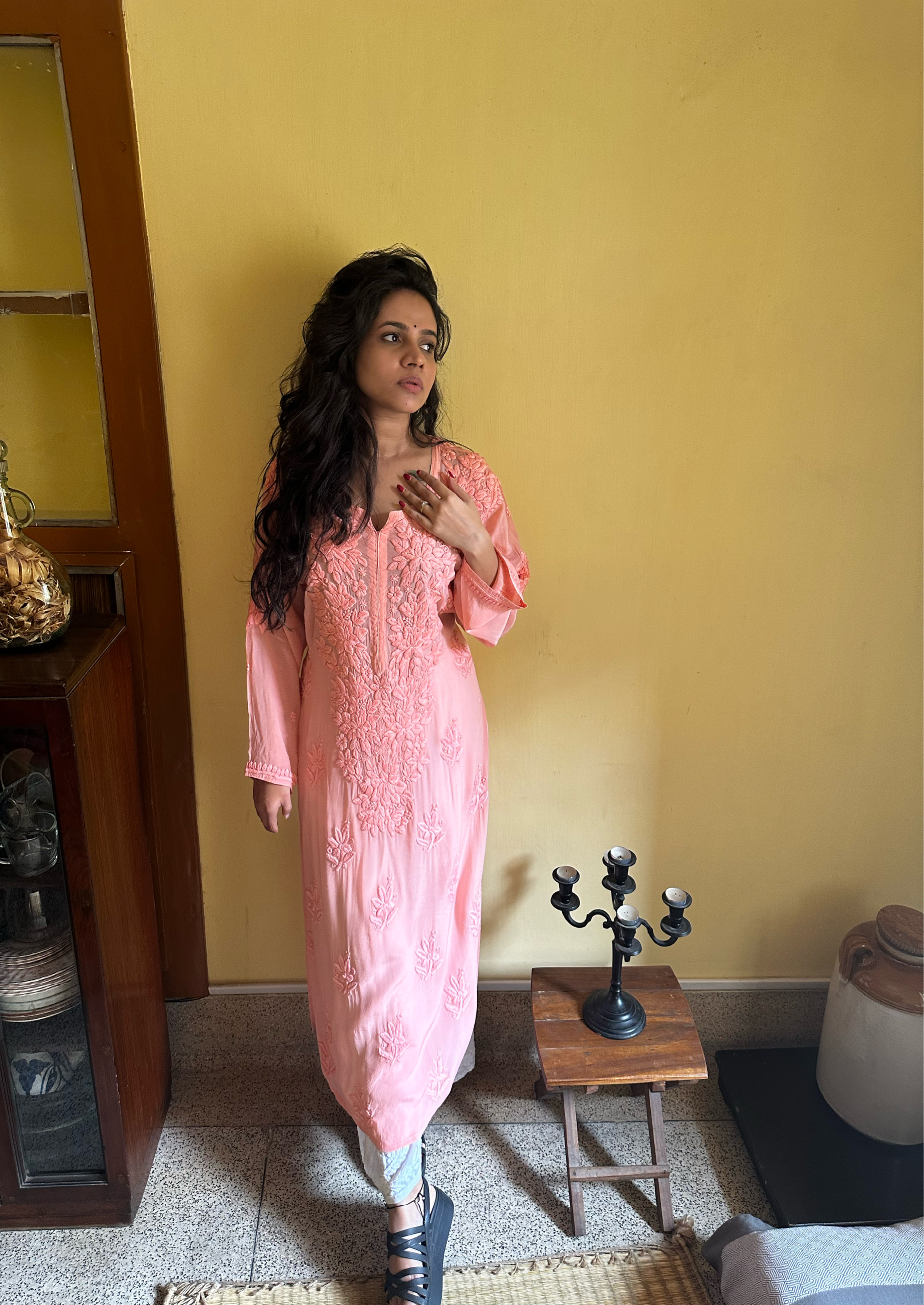 Fiona Pure Crepe Chikankari Kurta