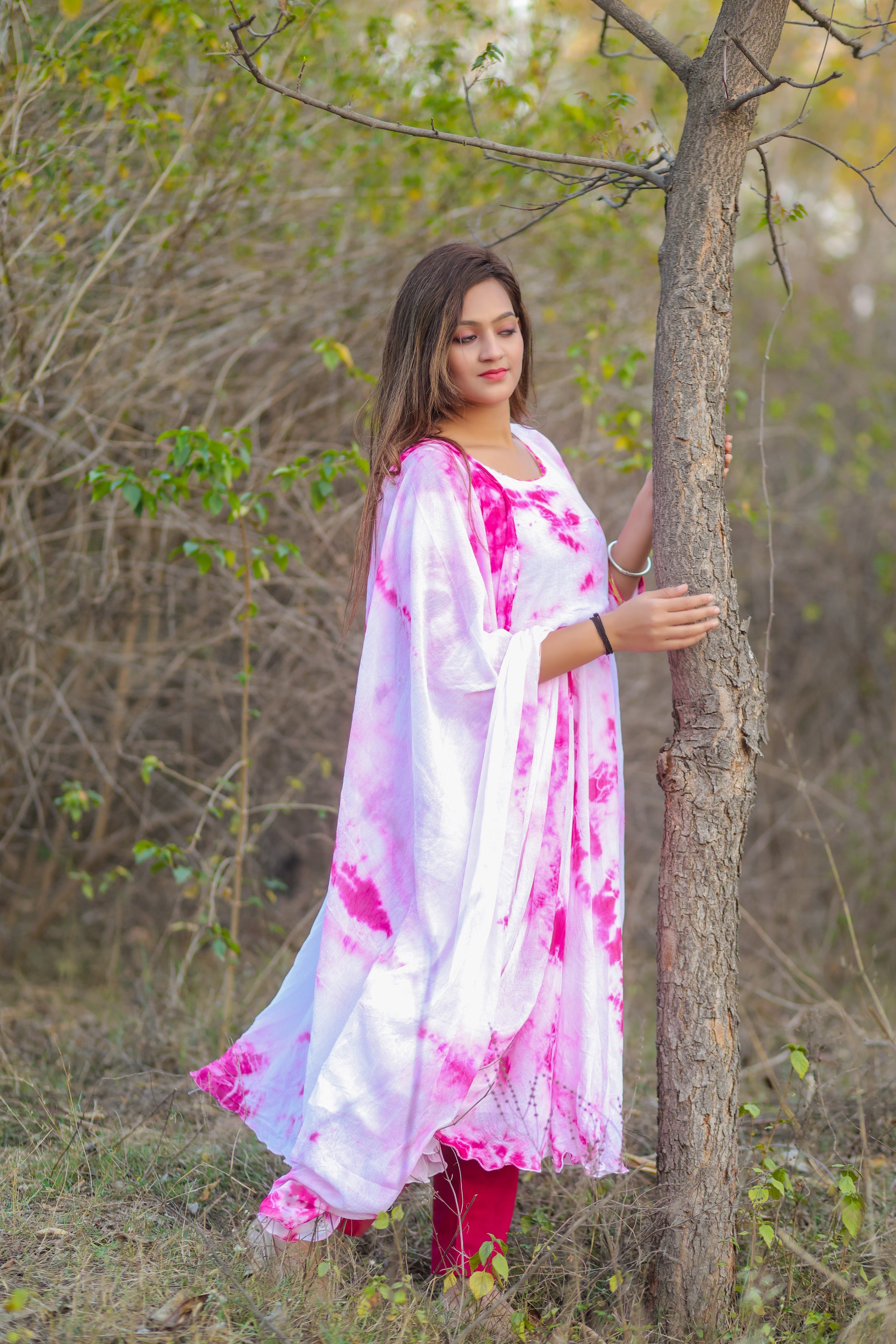 Aria Bandhani Tie and Dye Kurta Pant and Duppatta Set testing