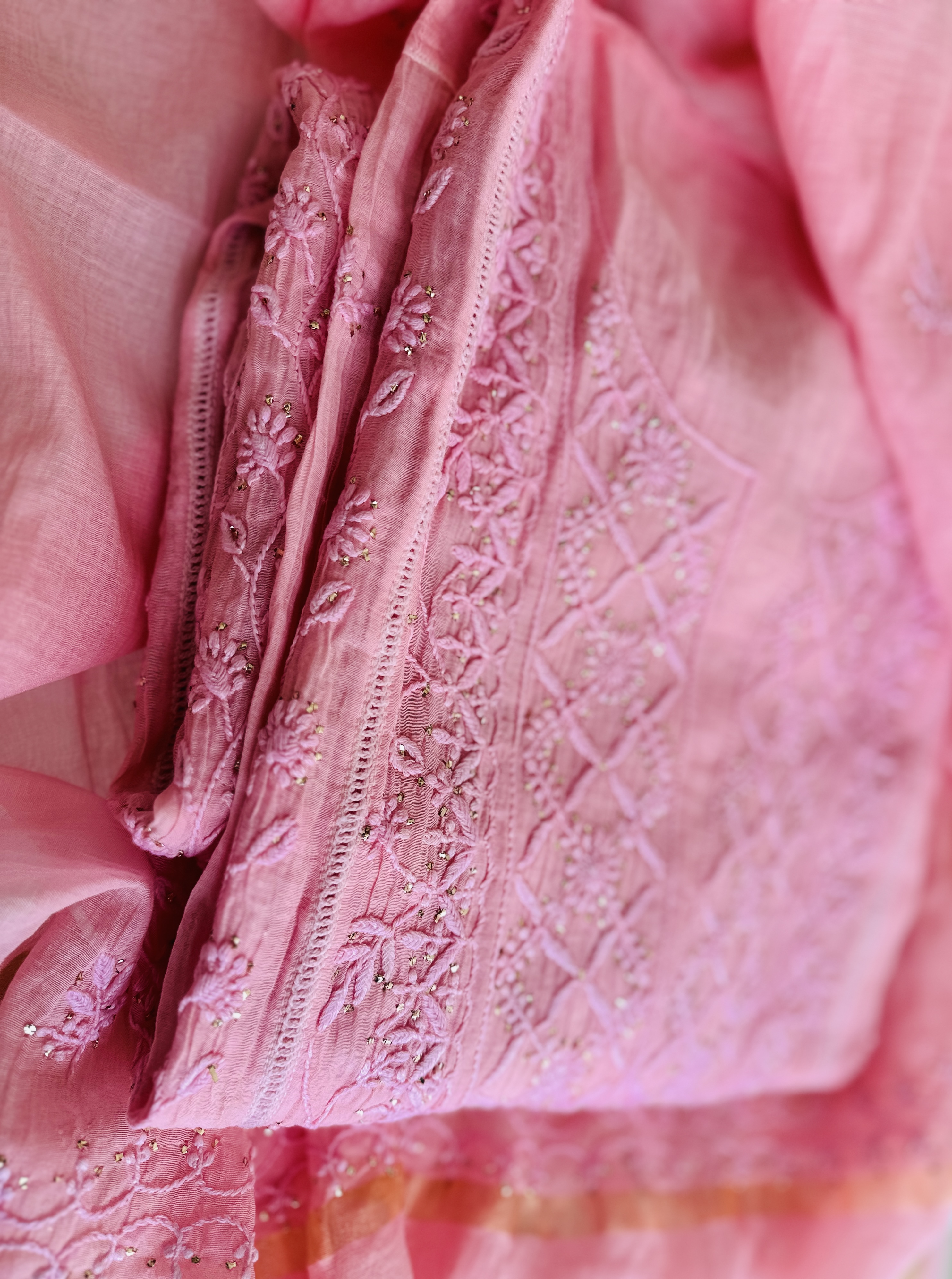 Aadhya Semi Stitched Mul Pure Chanderi Kurta and Dupatta With Mukaish