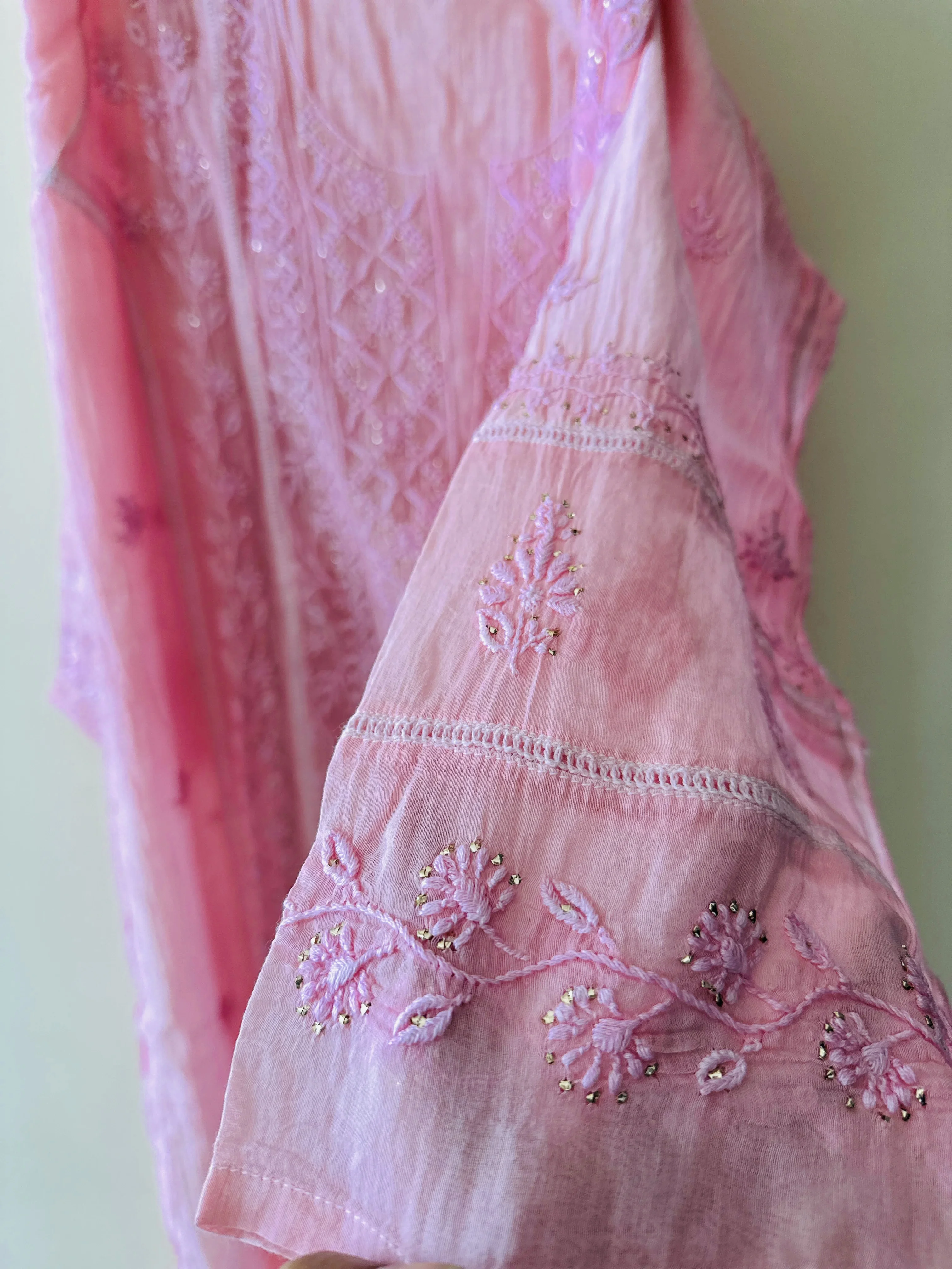 Aadhya Semi Stitched Mul Pure Chanderi Kurta and Dupatta With Mukaish