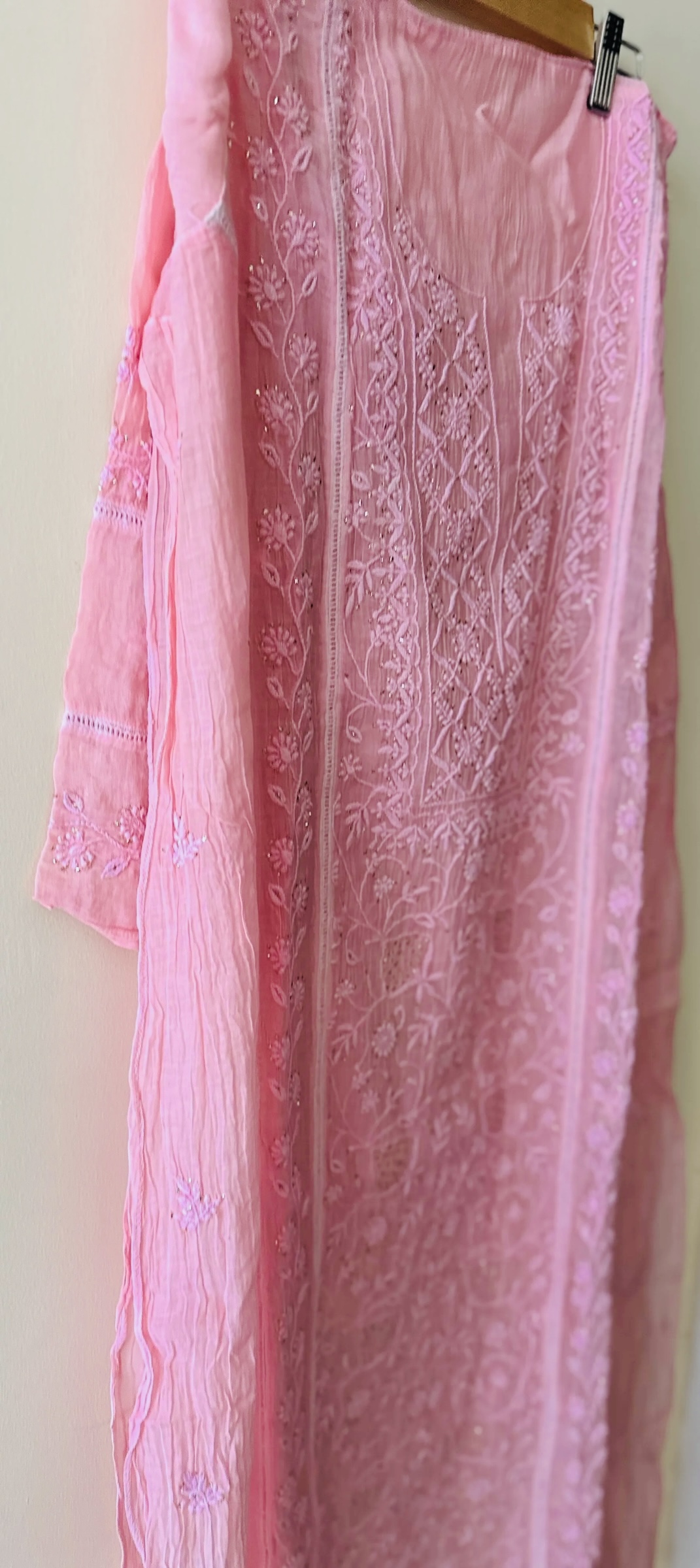 Aadhya Semi Stitched Mul Pure Chanderi Kurta and Dupatta With Mukaish