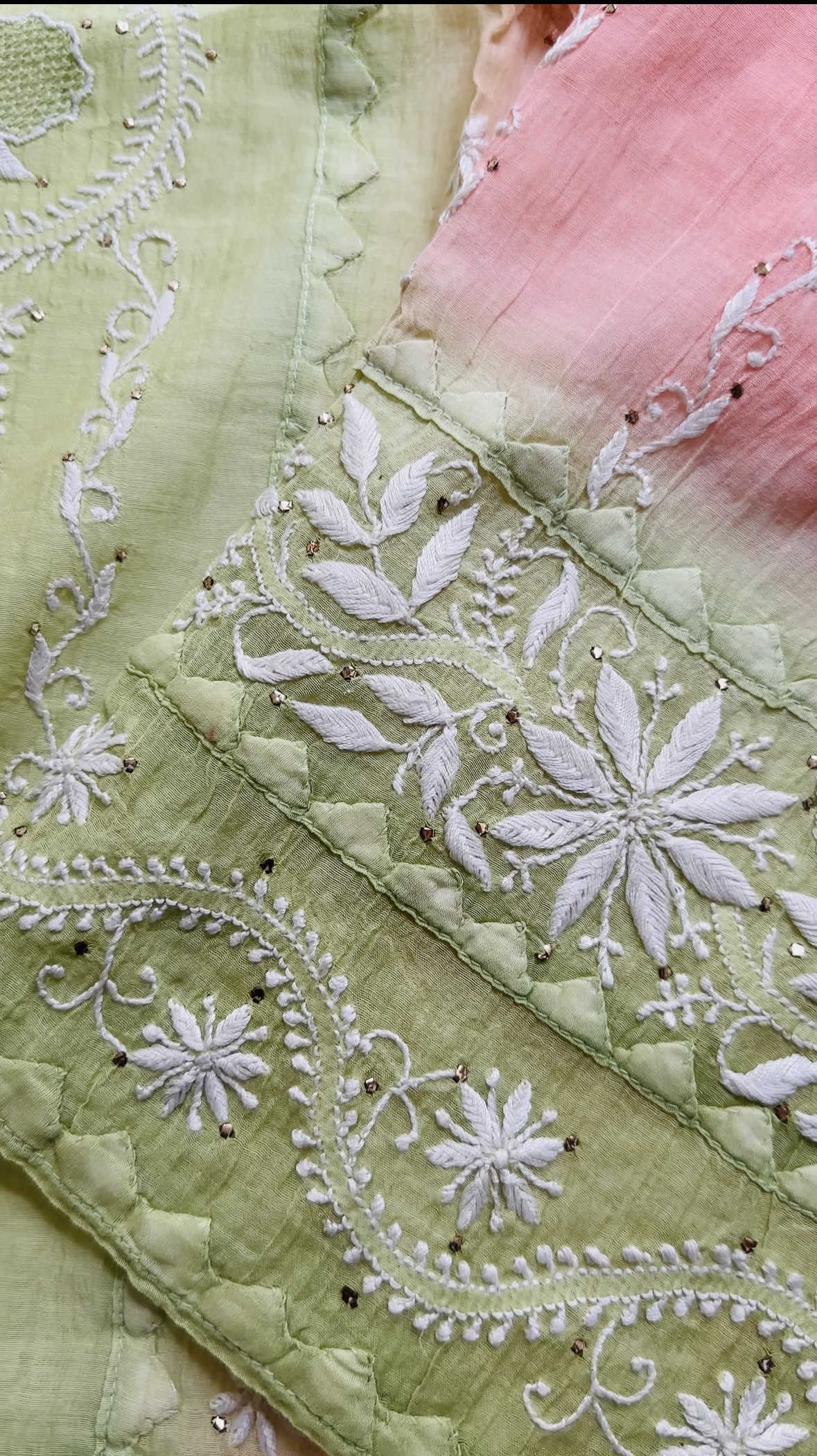 Pia Ombre Semi Stitched Kurta And Dupatta with Mukaish Details