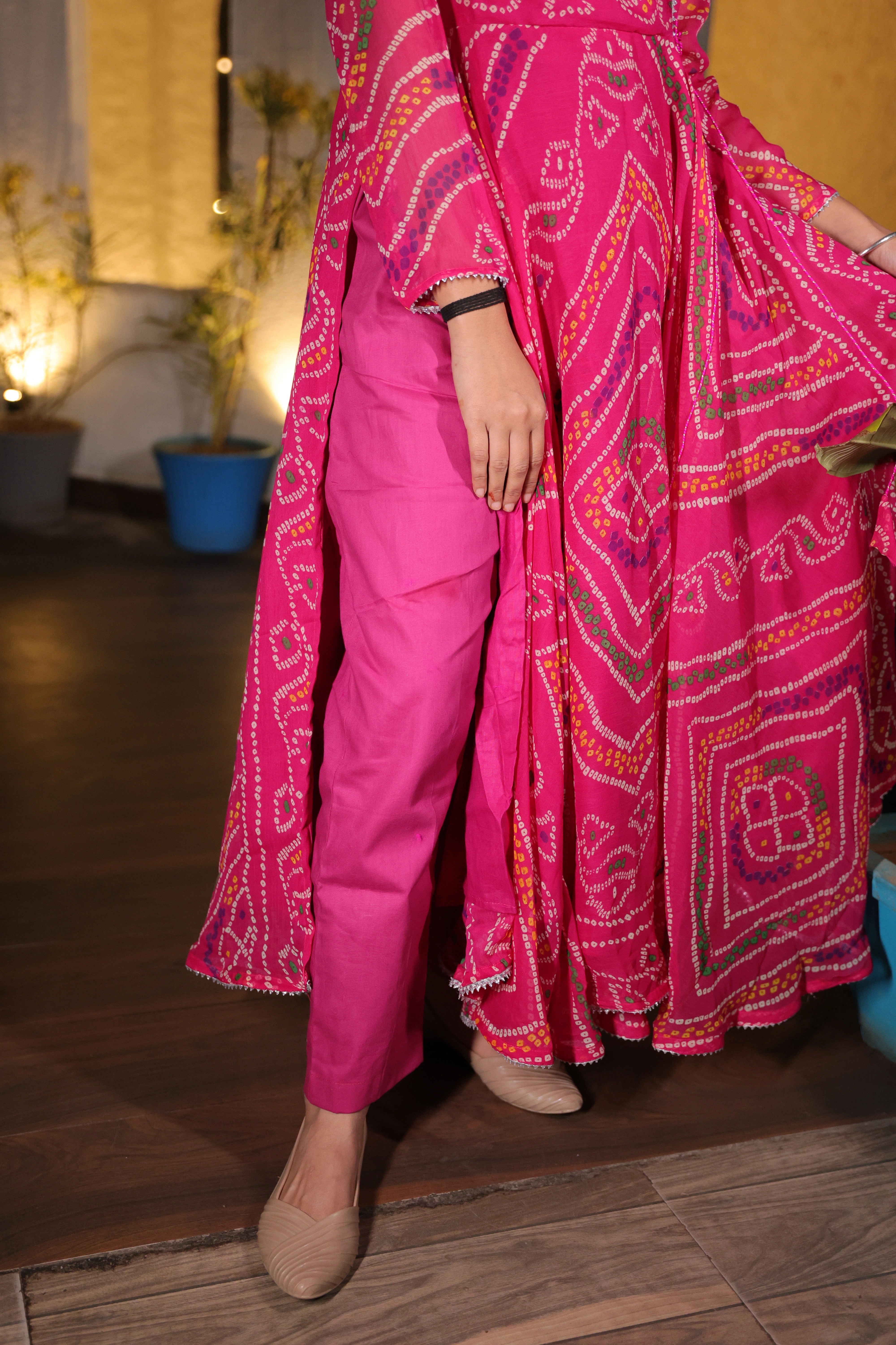 Pari Anarkali Chiffon Leheriya Kurta and Pant Set