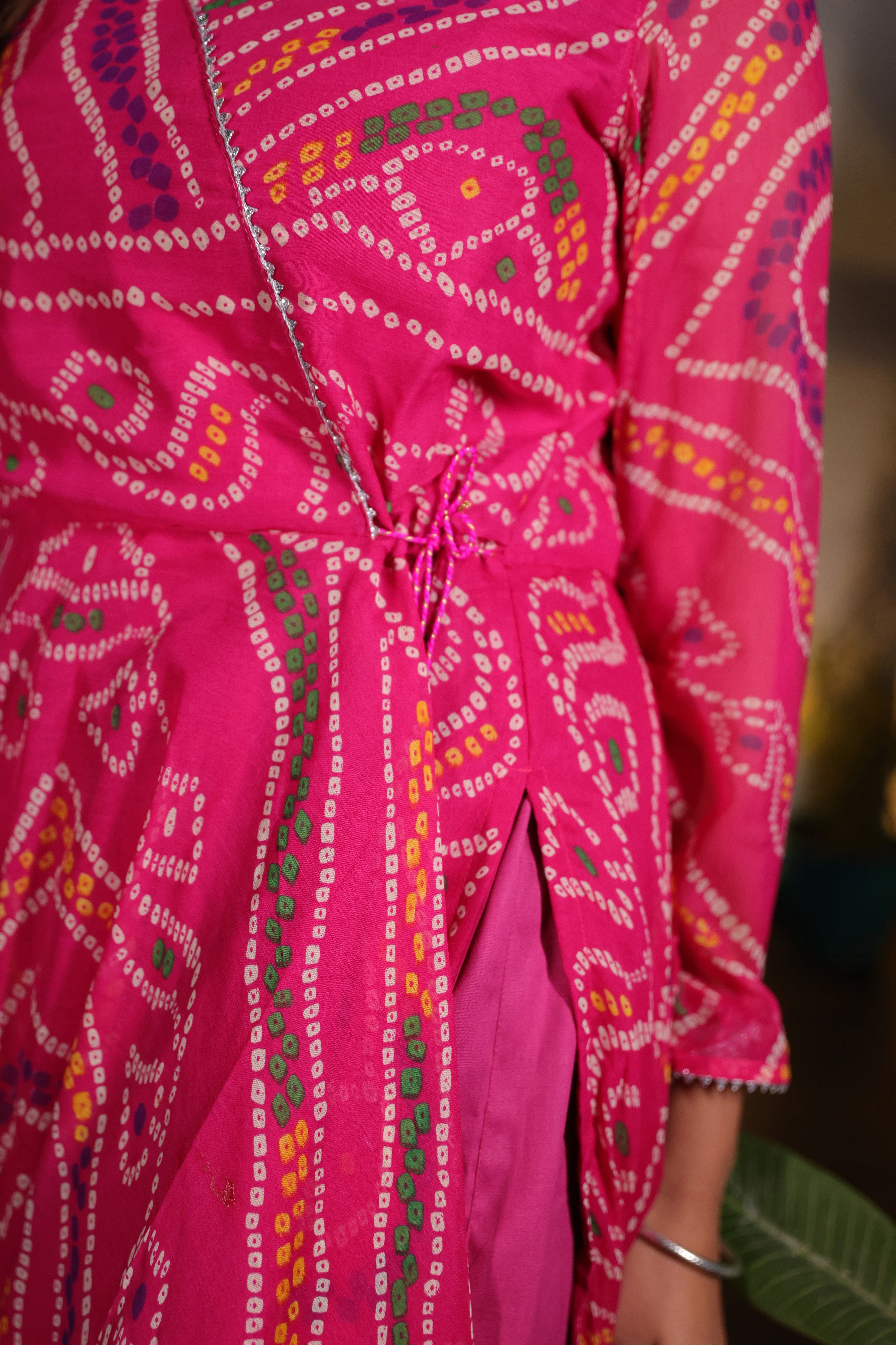 Pari Anarkali Chiffon Leheriya Kurta and Pant Set