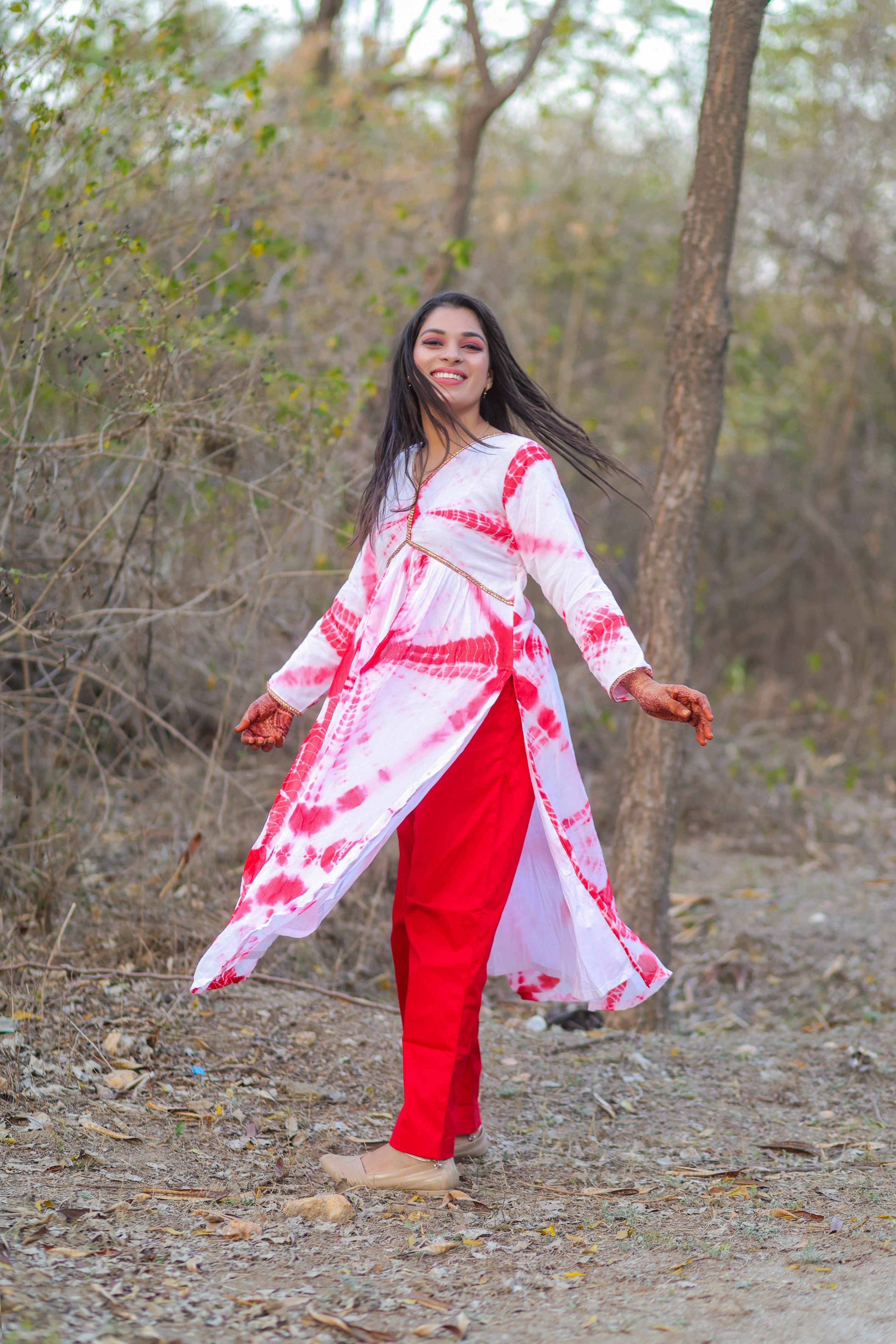 Pari 1 Anarkali Chiffon Leheriya Kurta and Pant Set