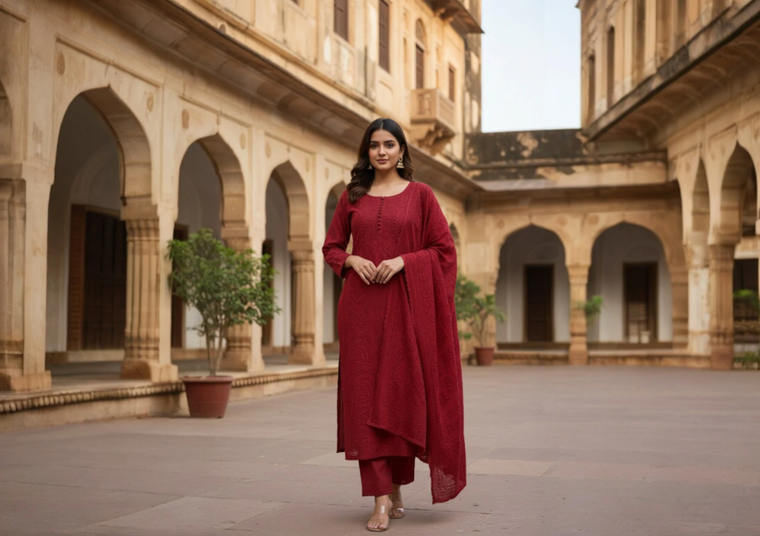 Shama Cotton Kurta Pant and Dupatta Set