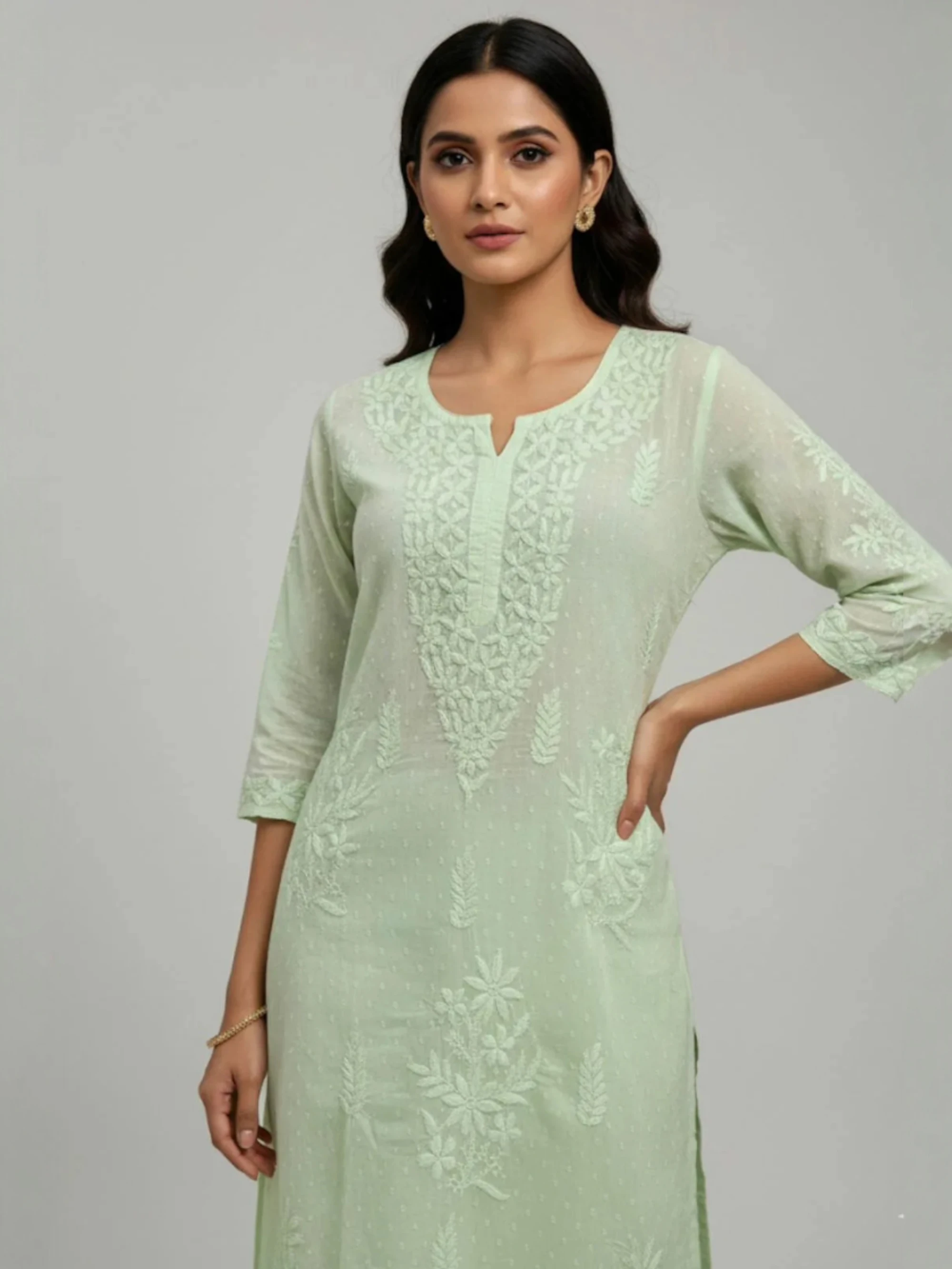 Aaria Cotton Chikan kurta 