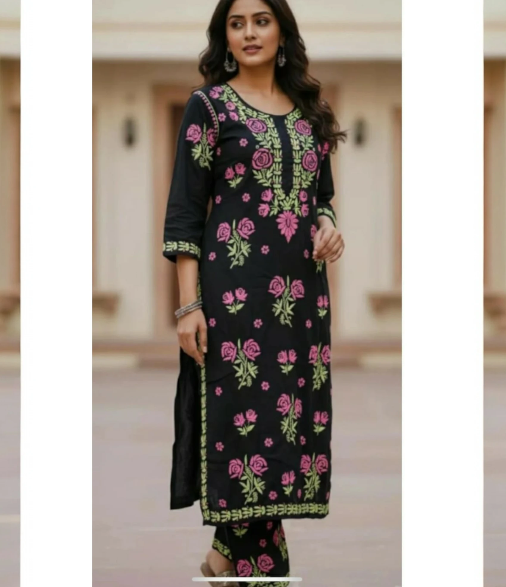 Rose Black Modal Kurta and Plazzo Set