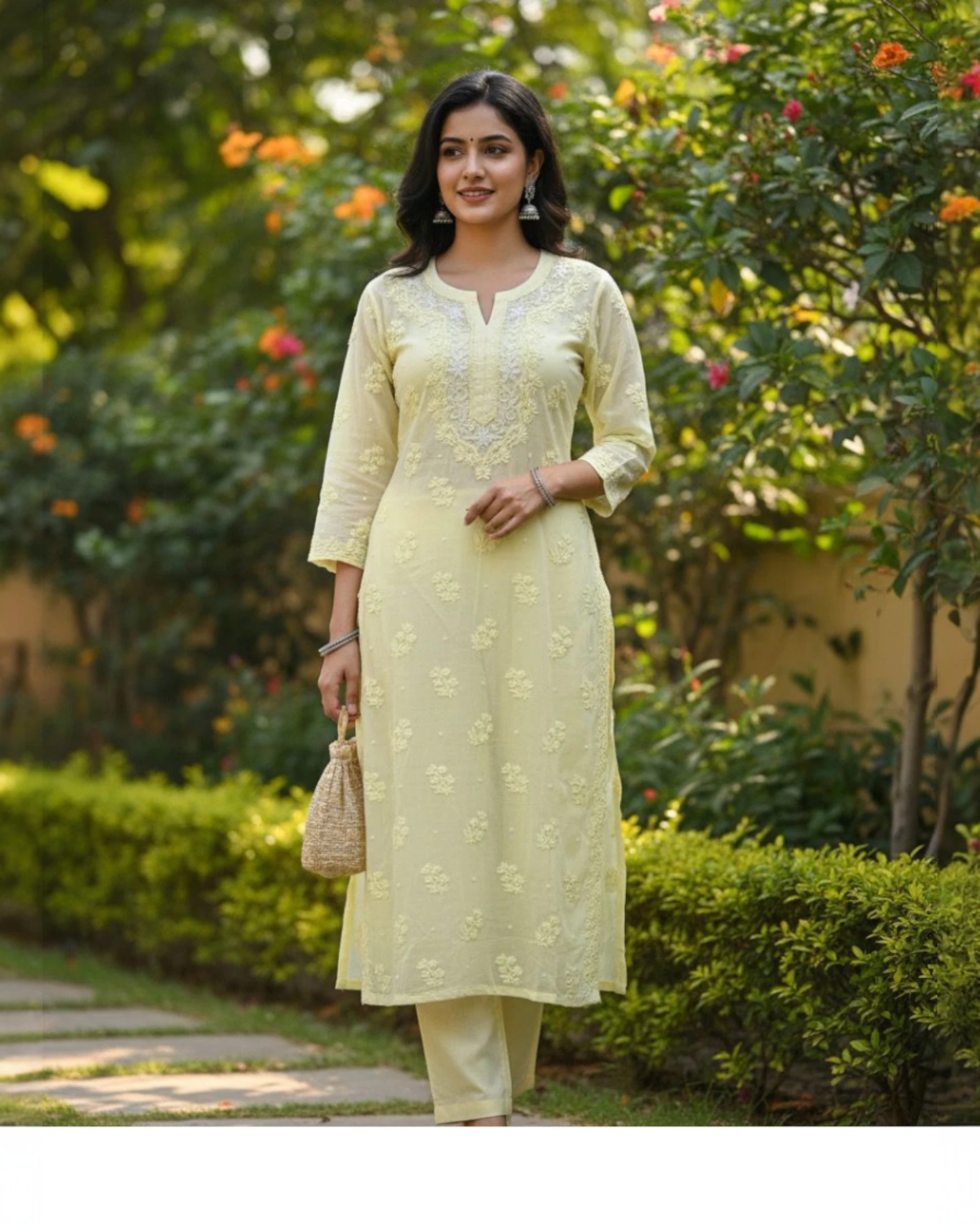 Kruti Pure Viscose Cut Dana Pearl Chikan Kurta