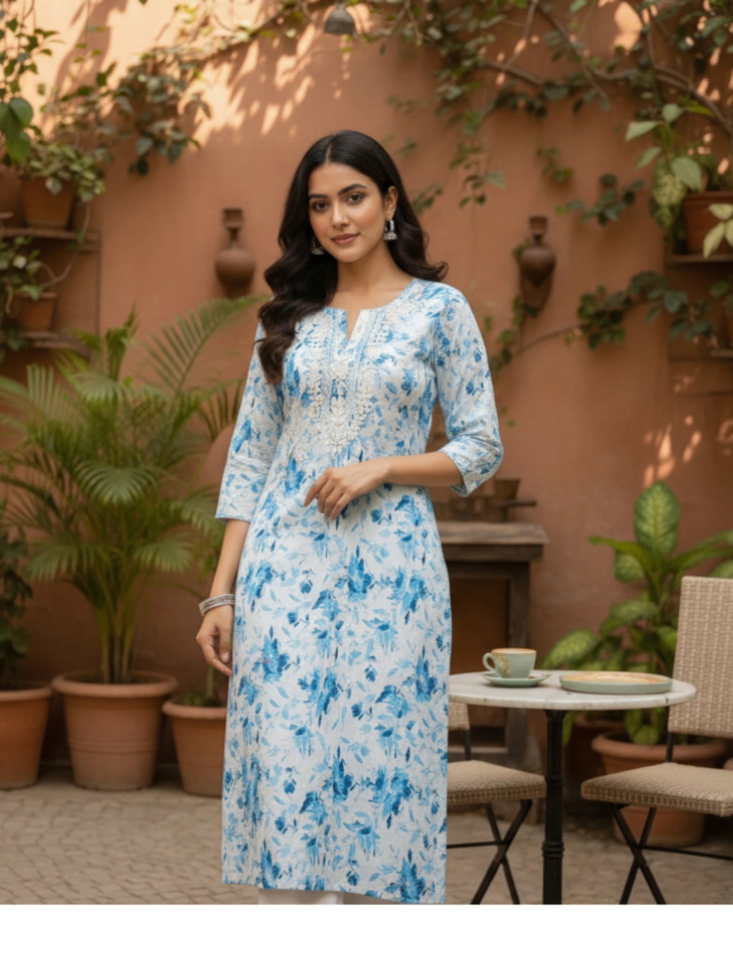 Risa Mulmul Chikan Kurta