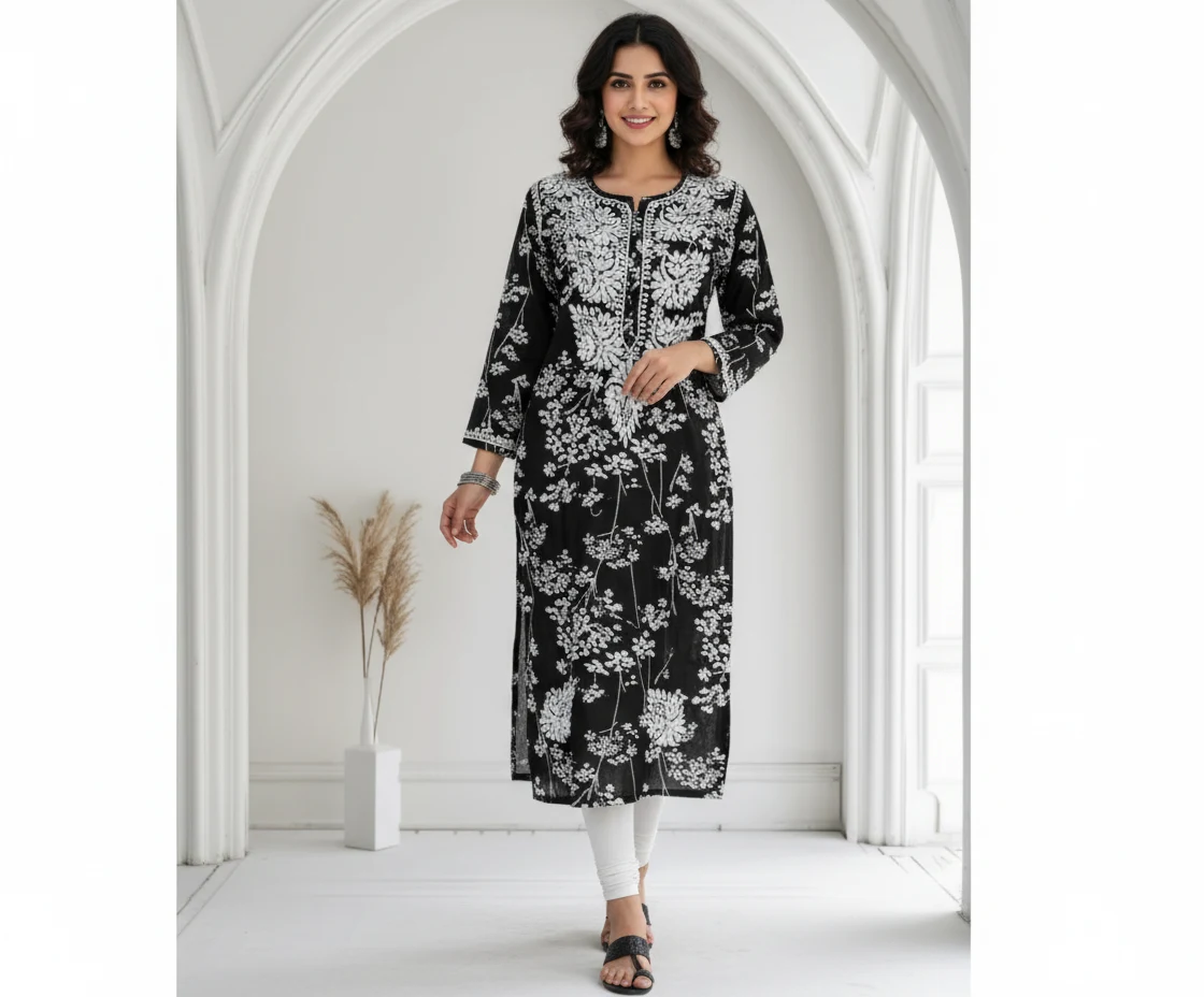 Adhita Mulmul Chikan Kurta 