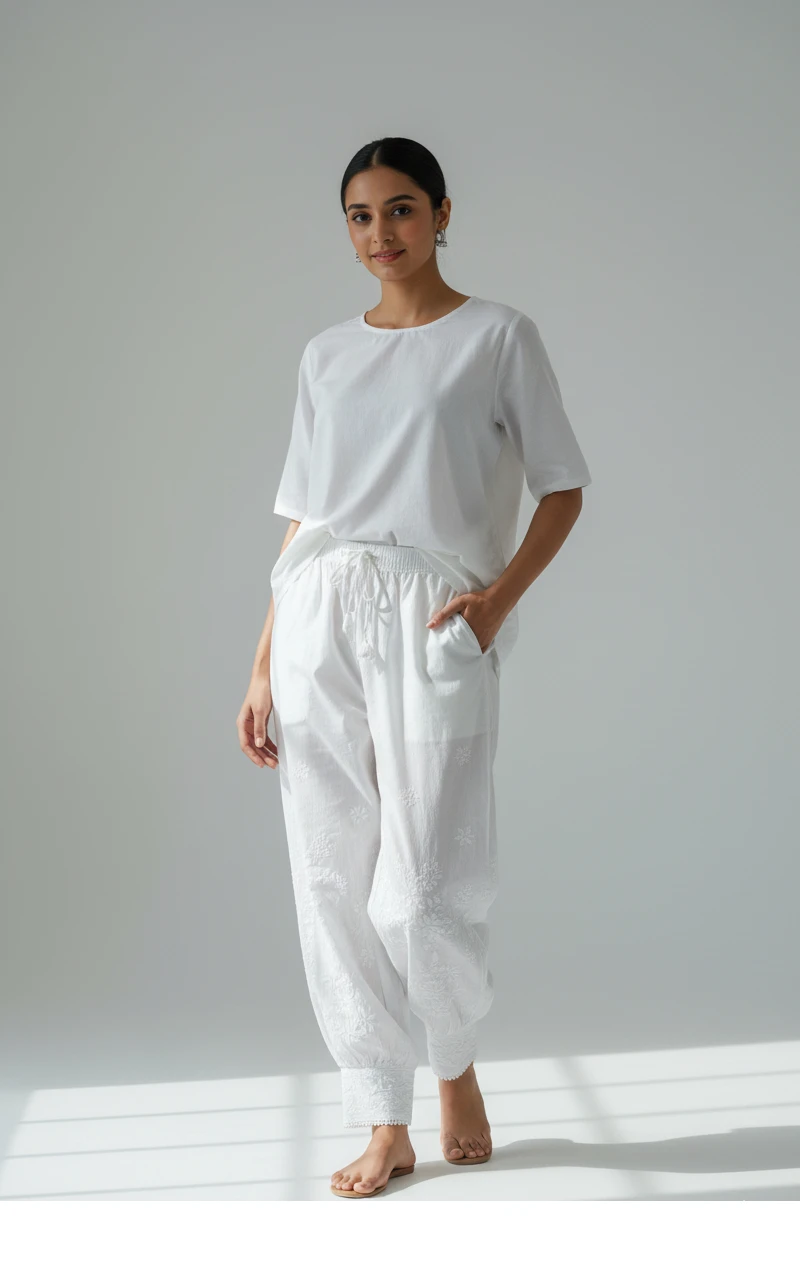Taarna Cotton Chikan Afghani Pants