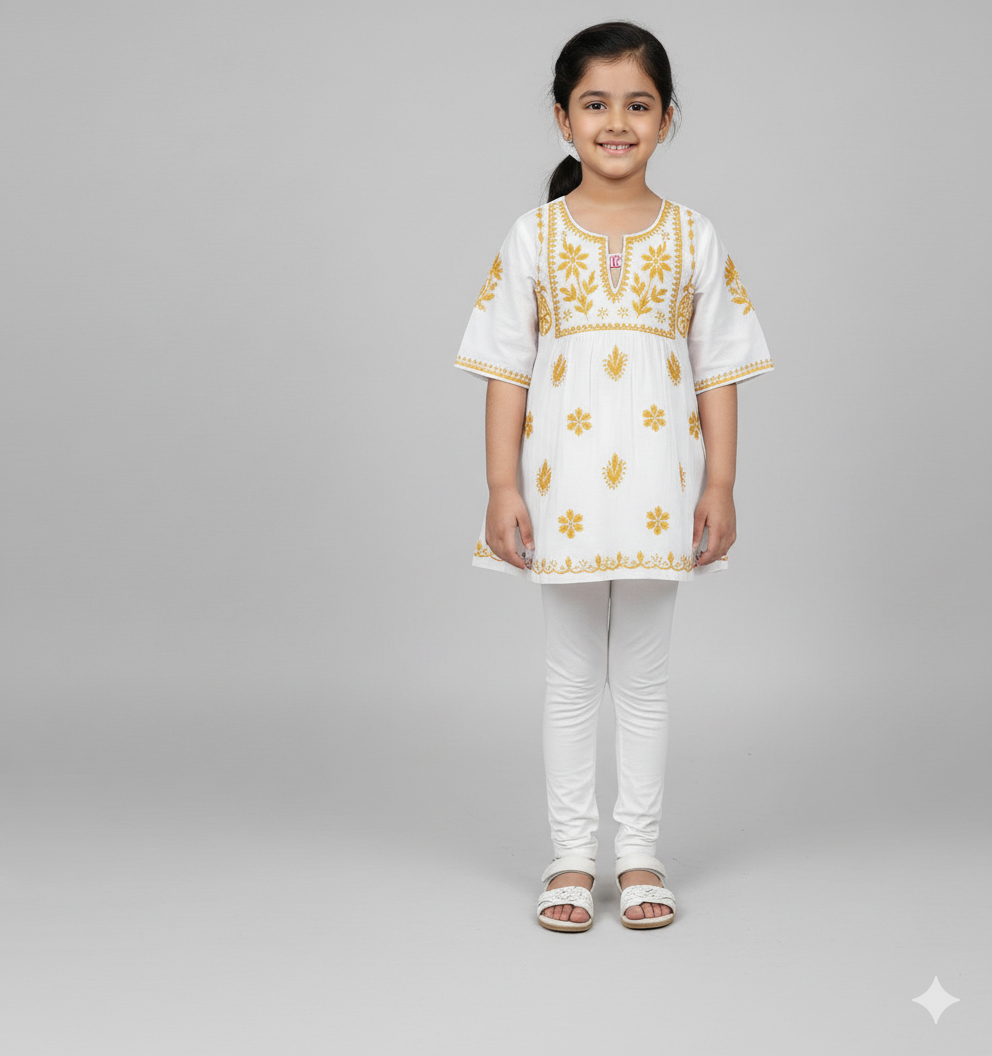 Kaveri Cotton Chikan Frock