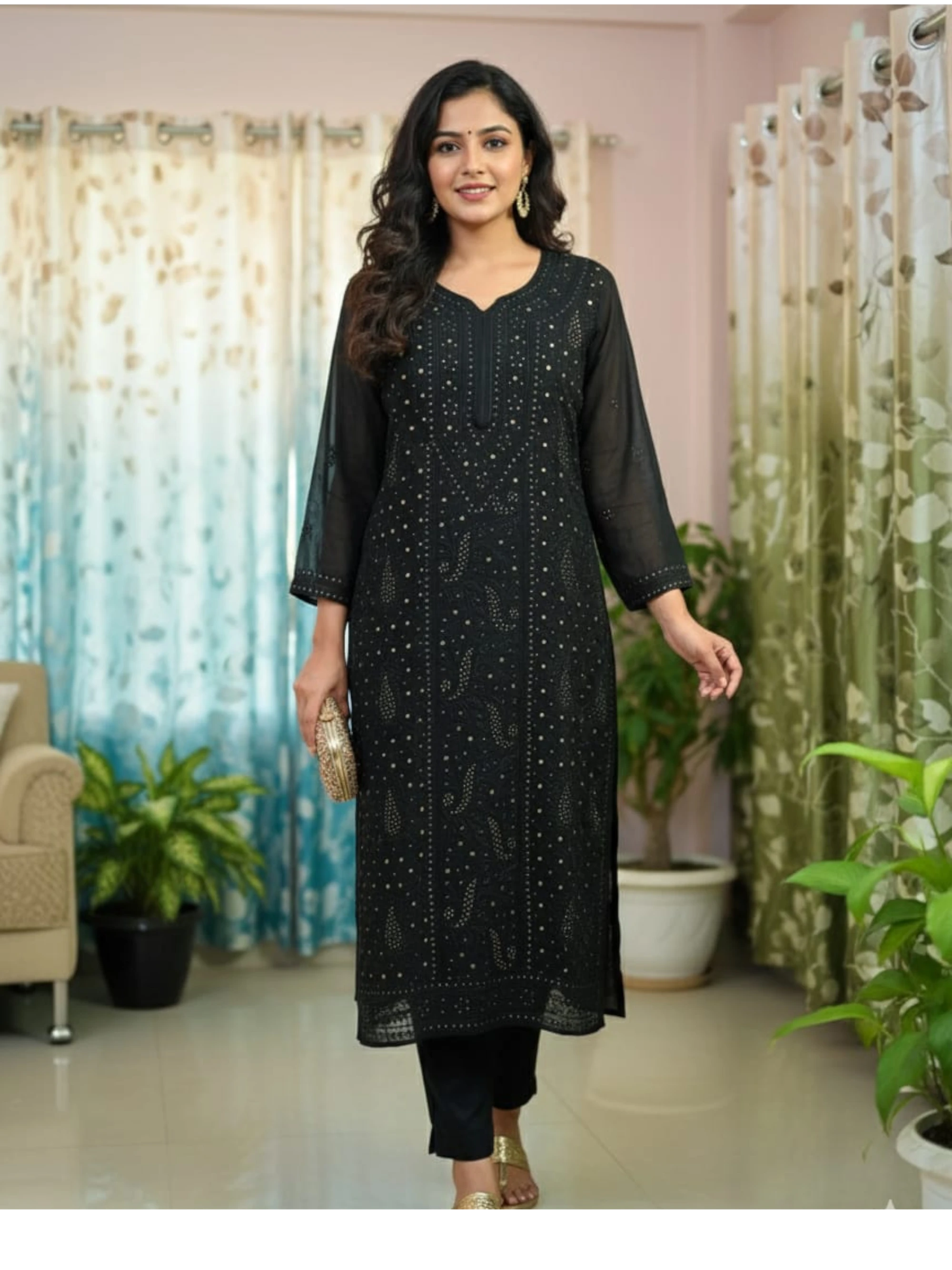 Nayana Pure Viscose Mukaish Chikan Kurta