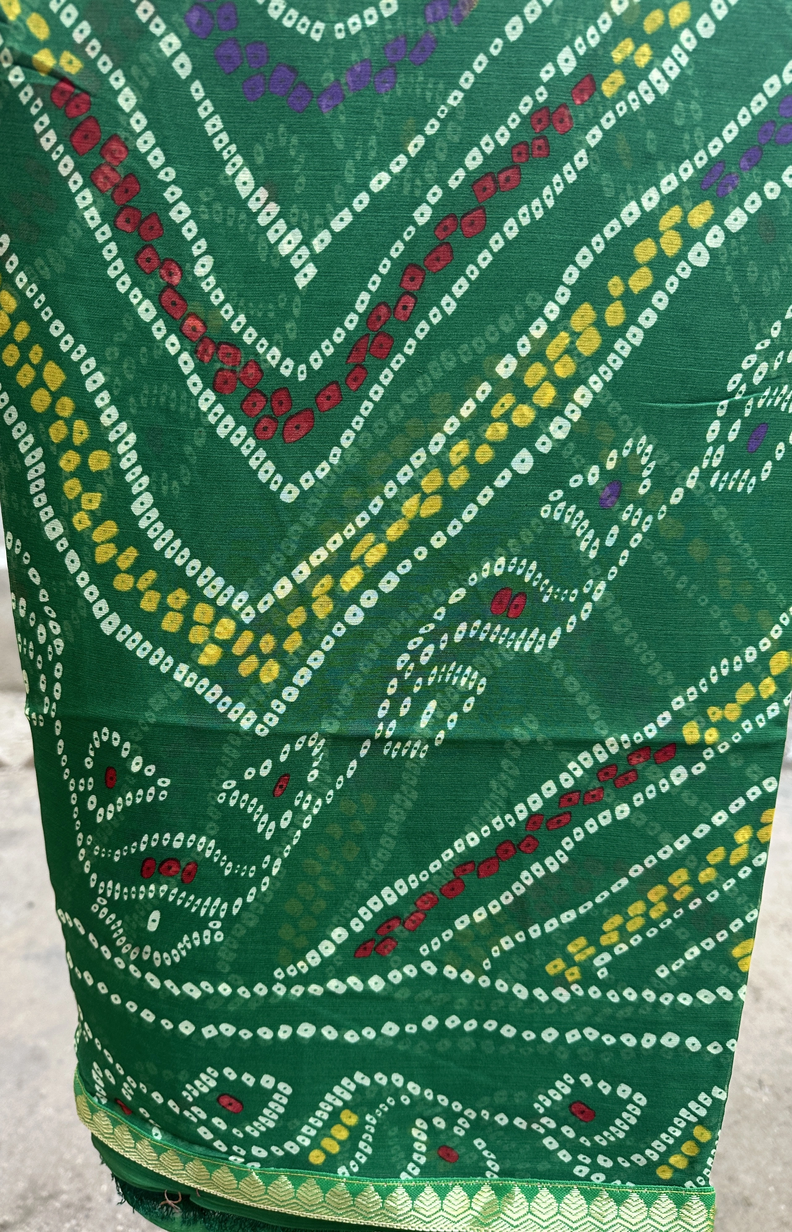 Ayra Pure Green Soft Chiffon Bandhani Anarkali