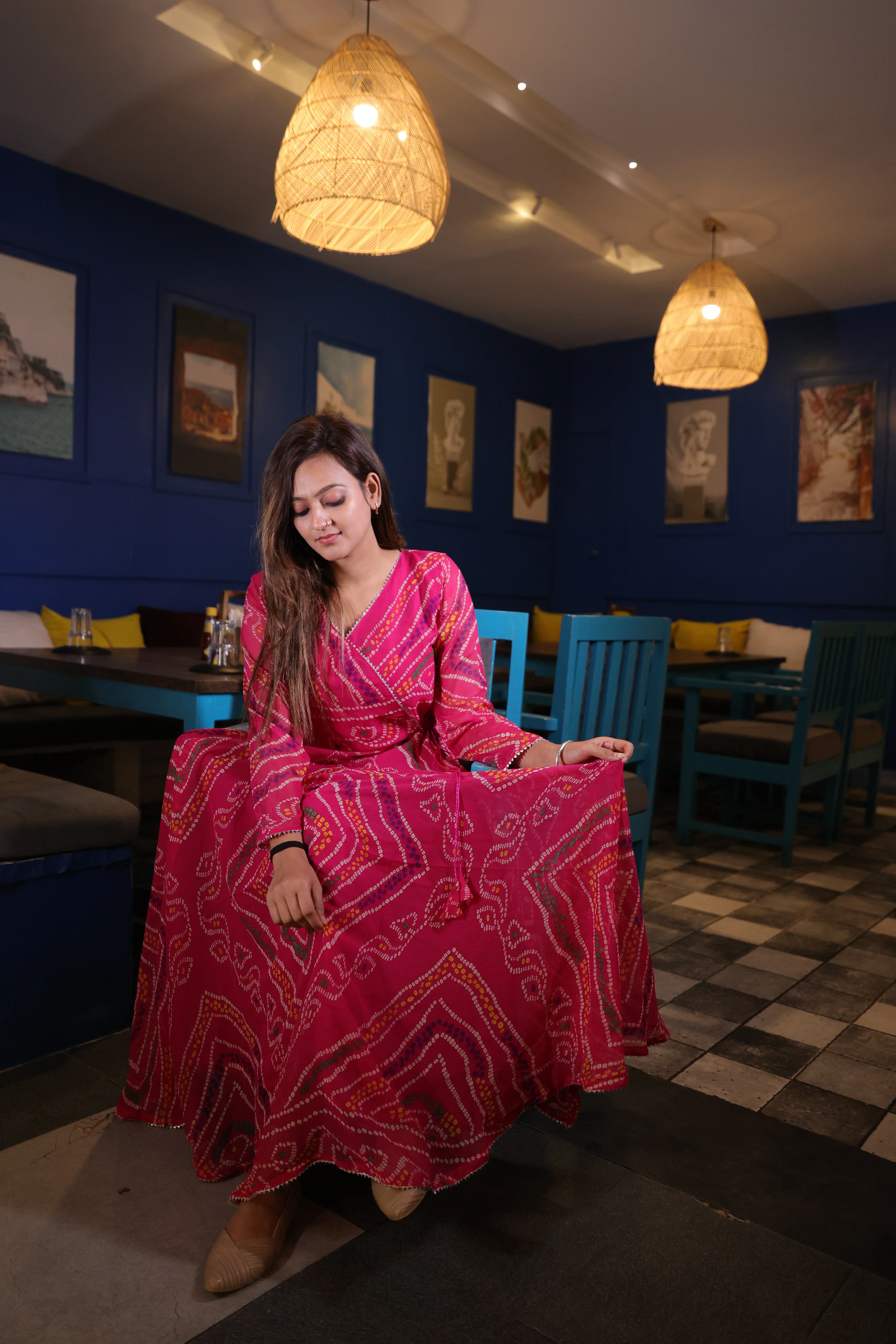 Kiara Pure Soft Chiffon Pink Anarkali Kurta