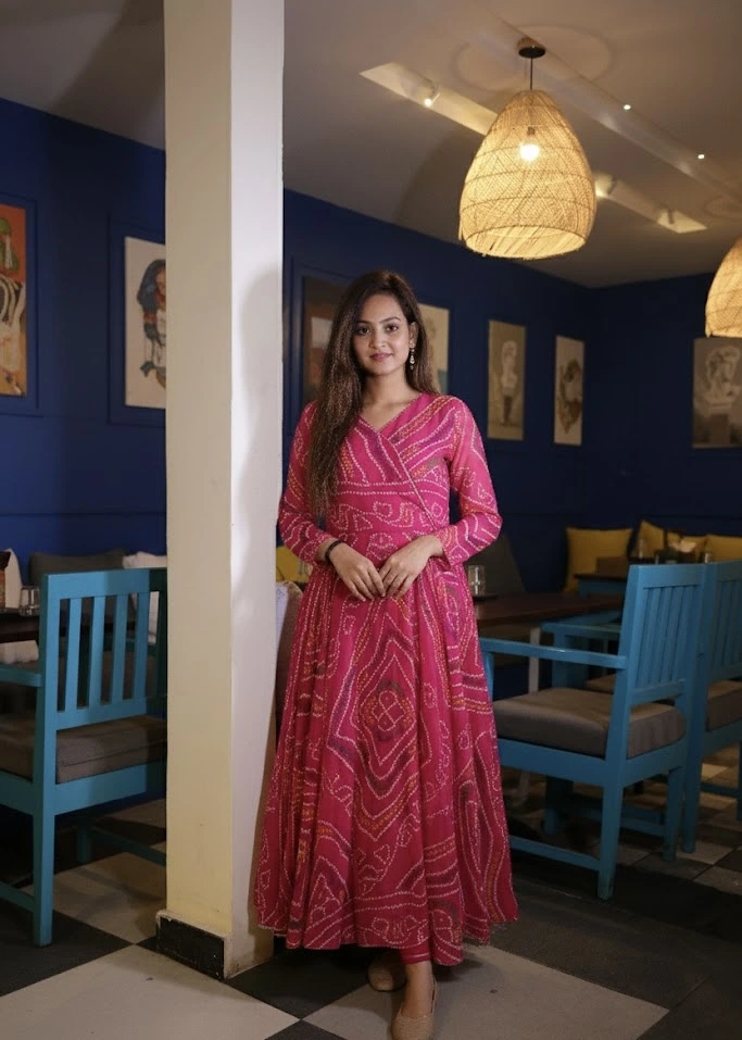 Kiara Pure Soft Chiffon Pink Anarkali Kurta