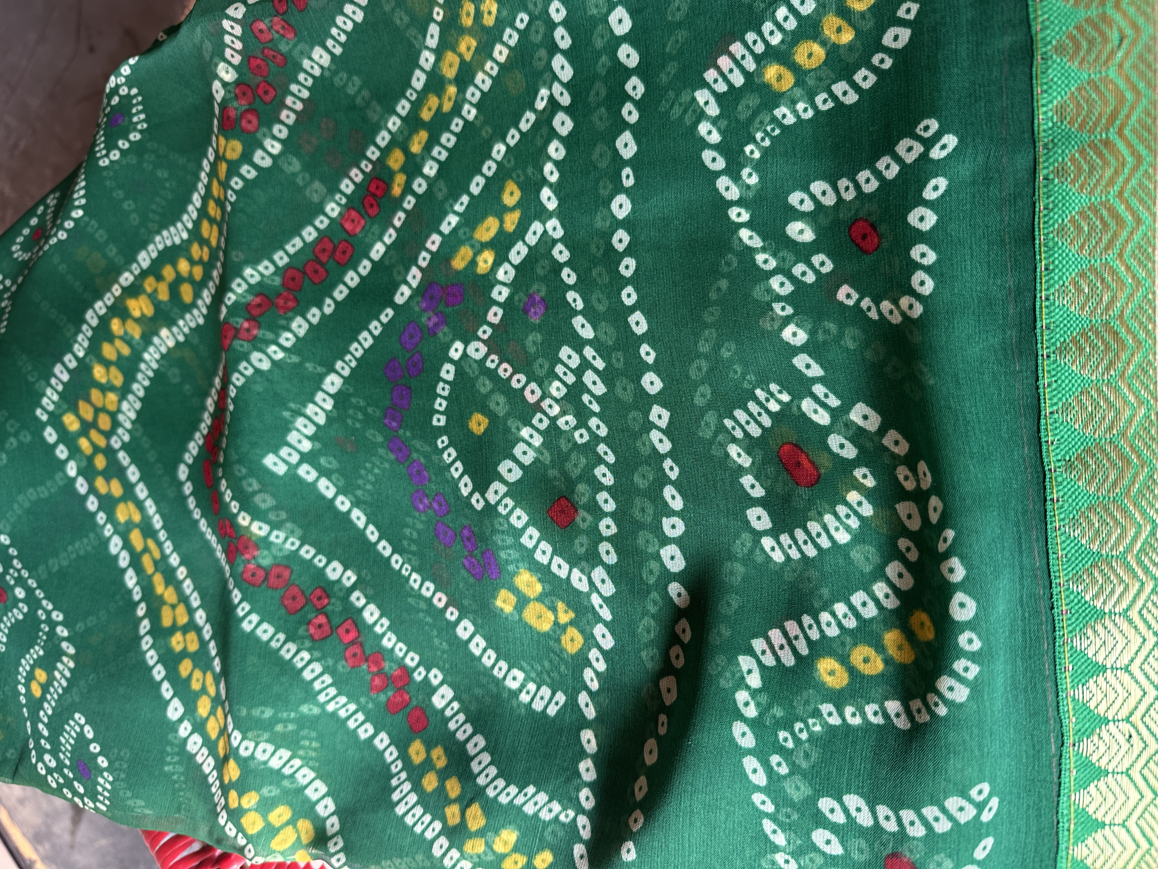 Ayra Pure Green Soft Chiffon Bandhani Anarkali