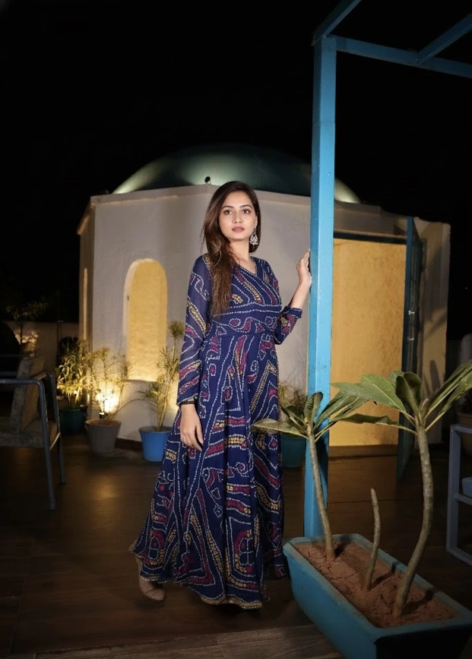 Ramya Pure Chiffon Blue Anarkali Kurta