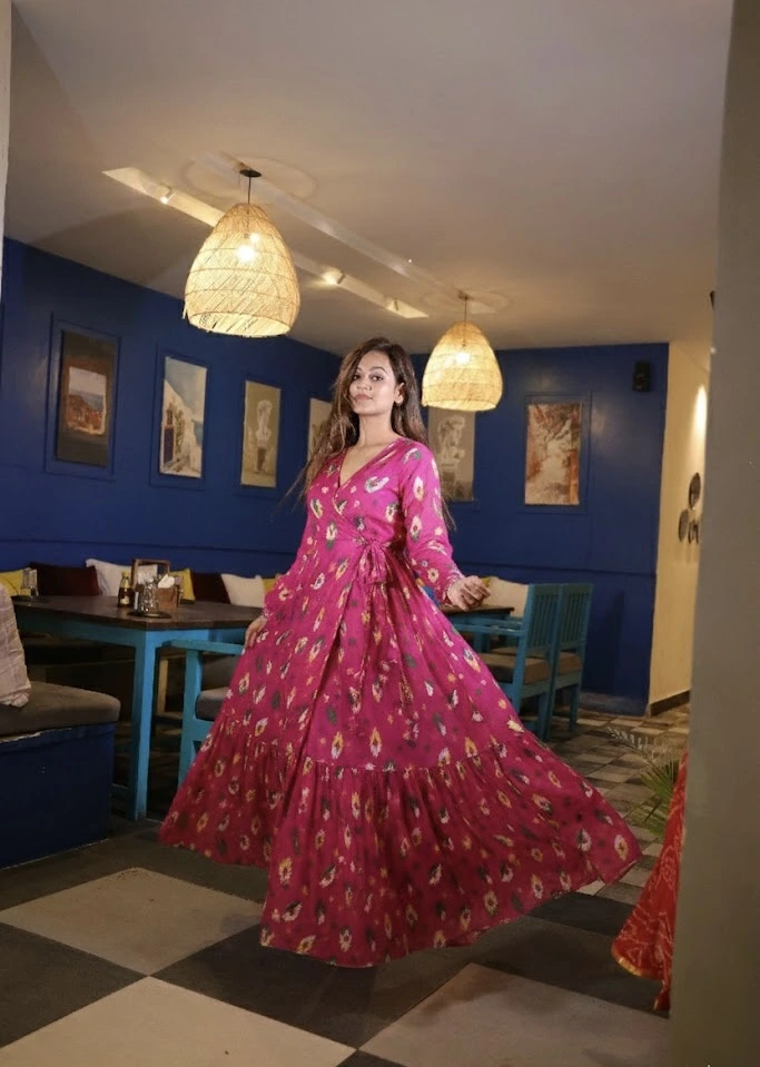 Naina Pure Soft Hot Pink Chiffon Anarkali Kurta