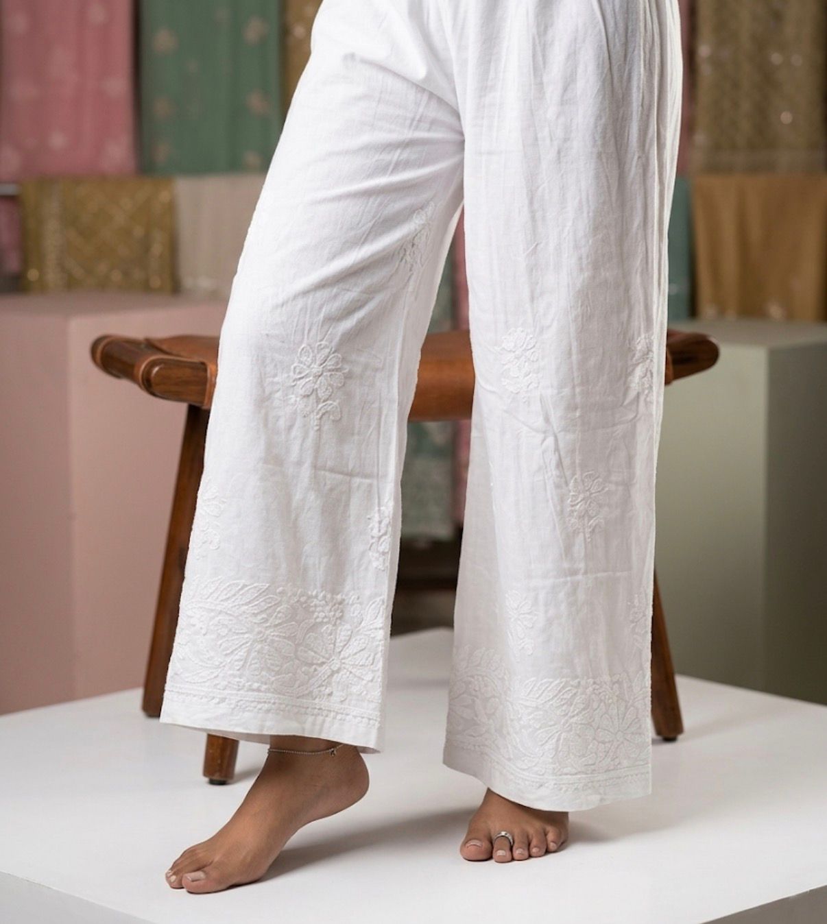 White Mul Cotton Plazzo